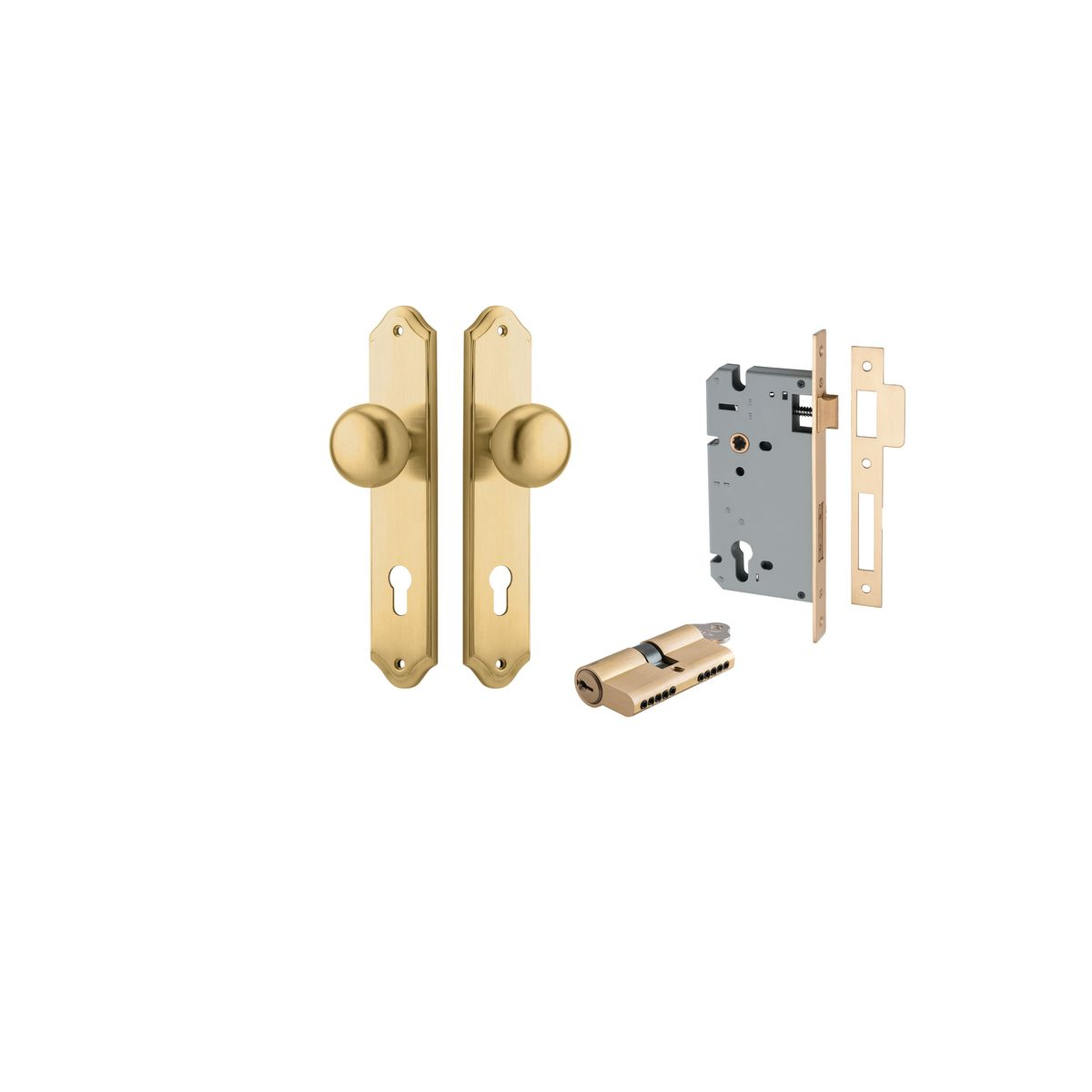 Cambridge Knob on Shouldered Backplate Entrance Kit with High Security Double Cylinder Lock