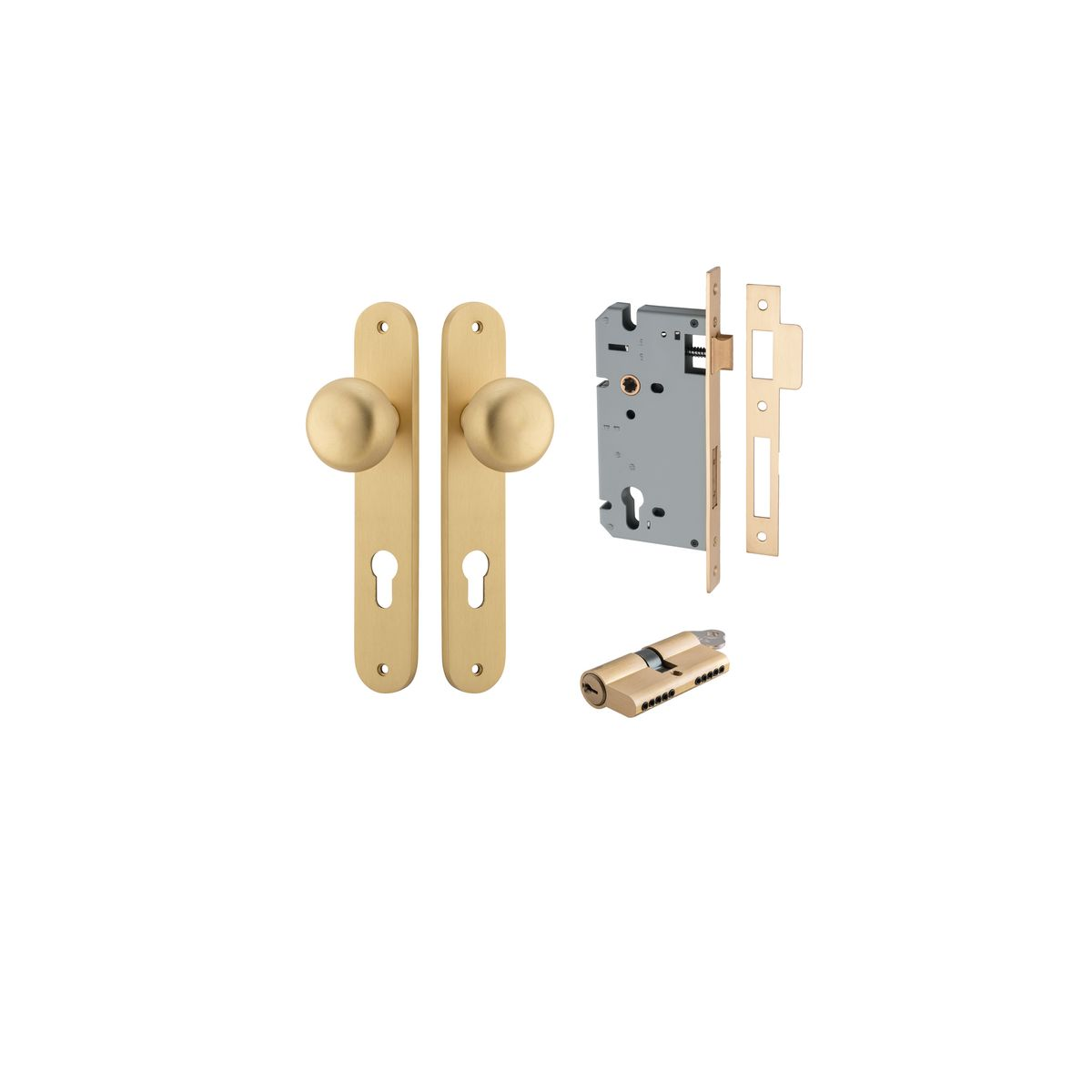 Cambridge Knob on Oval Backplate Entrance Kit with High Security Double Cylinder Lock