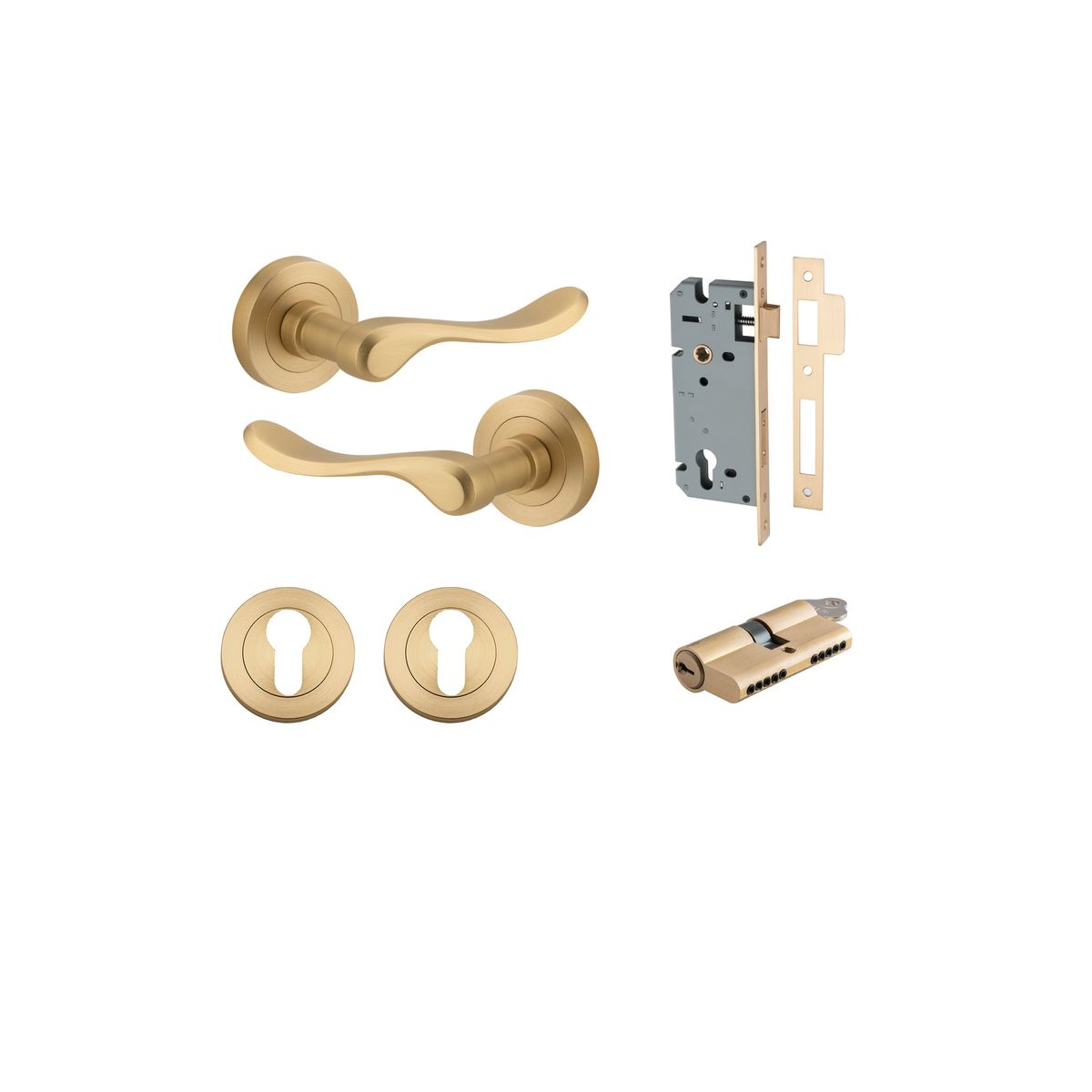 Stirling Lever on Round Rose Entrance Kit with Separate High Security Double Cylinder Lock