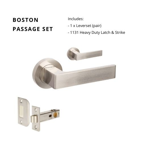 Boston Lever Sets in Brushed Nickel